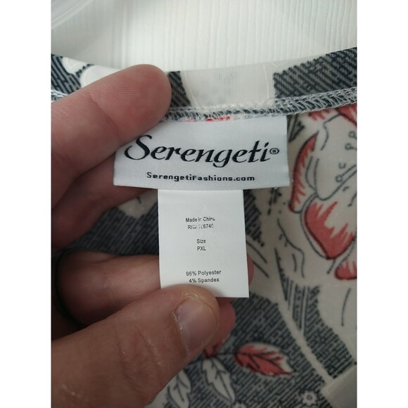 Serengeti Woman XL Blouse S/S Pullover Black White Red Classic Office - Picture 3 of 7